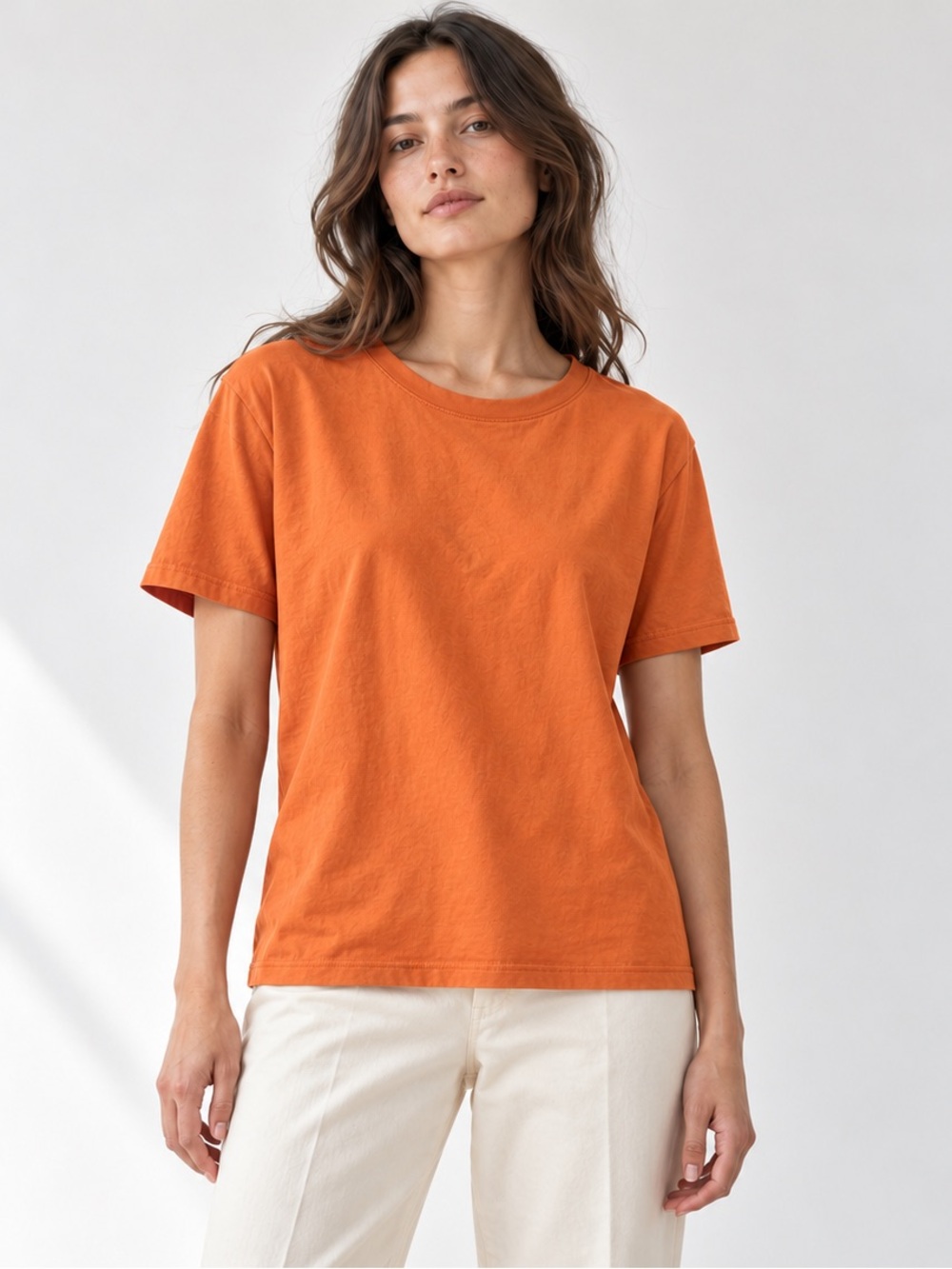 COS Oversized Orange Cotton T-Shirt Women’s Large Relaxed Crewneck Tee
